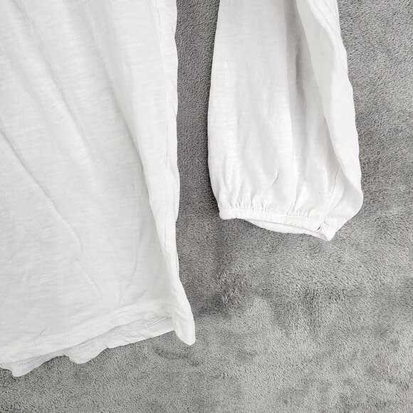 Womens White Lucky Brand Shirt Top Long Sleeve Round Neck Size M - Picture 8 of 11
